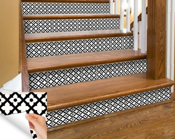 6" X 6" Black and White Dia Peel and Stick Removable Tiles N270-399942