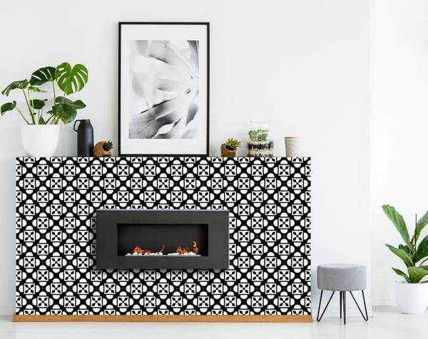 7" X 7" Black And White Coli Peel And Stick Tiles N270-390691