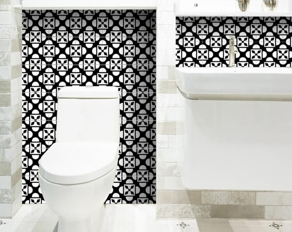8" X 8" Black And White Coli Peel And Stick Tiles N270-390692