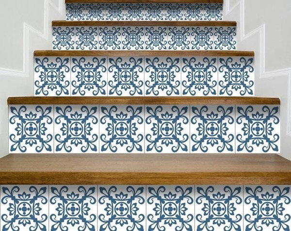 6" X 6" Teal And White Mosaic Peel And Stick Removable Tiles N270-399837