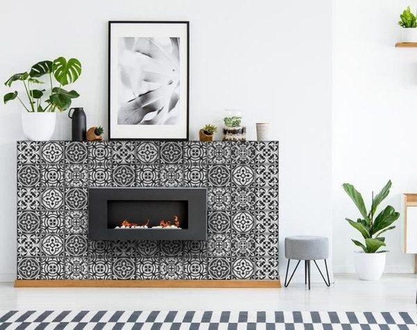 7" X 7" Gray and White Multi  Peel and Stick Removable Tiles N270-399888