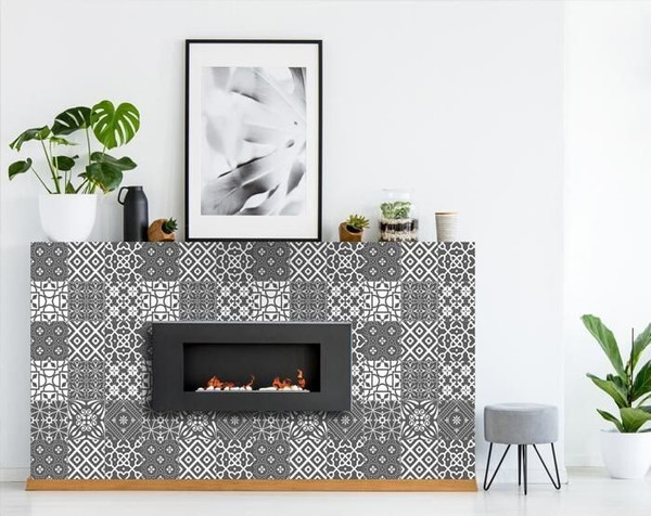 4" X 4" Gray And White Mosaic Peel And Stick Removable Tiles N270-390708