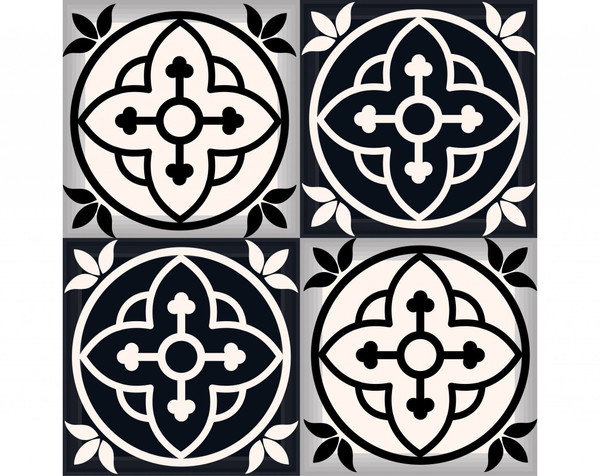 8" X 8" Black And White Rory Peel And Stick Removable Tiles N270-390727