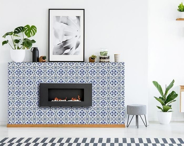 8" X 8" Blue Mia Gia Peel And Stick Removable Tiles N270-400179