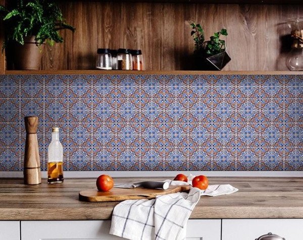 4" X 4" Blue Rust Zio Removable Peel And Stick Tiles N270-400240