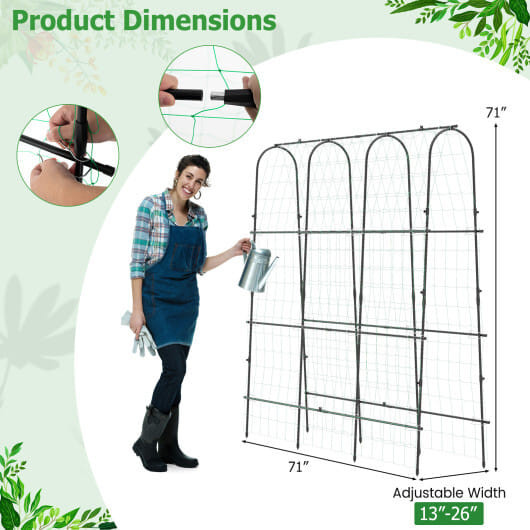 71 x 71 Inch U-Shaped Tall Garden Arched Trellis for Climbing Plants B593-GT4269