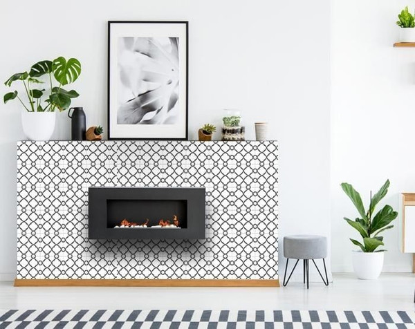 8" X 8" Black and White Prism  Peel and Stick Removable Tiles N270-399914