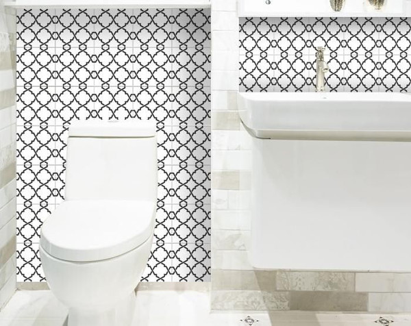 8" X 8" Black and White Prism  Peel and Stick Removable Tiles N270-399914