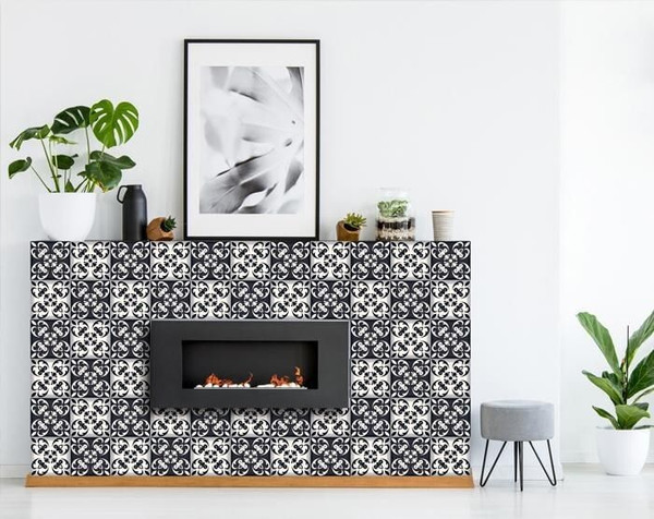 6" X 6" Black And White Quatro Peel And Stick Removable Tiles N270-390630