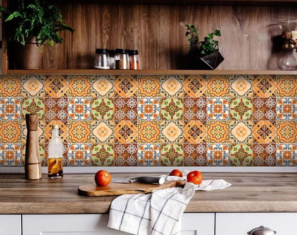 4" X 4" Golden Multi Mosaic Peel And Stick Tiles N270-400305
