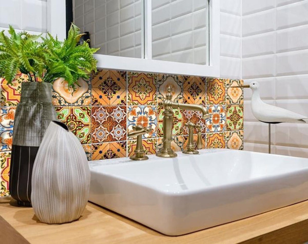 4" X 4" Golden Multi Mosaic Peel And Stick Tiles N270-400305
