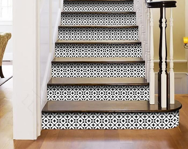 6" X 6" Black and White Pinna Peel and Stick Removable Tiles N270-399987