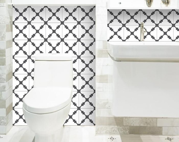 8" X 8" Dark Gray And White Tri Peel And Stick Tiles N270-390687