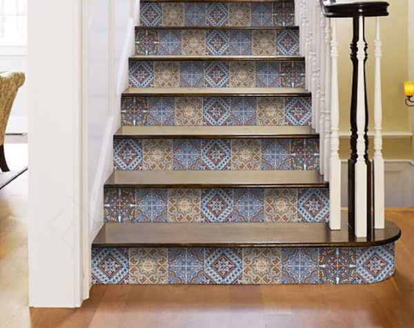 5" X 5" Blue Warm Tones Mosaic Peel and Stick Tiles N270-400256