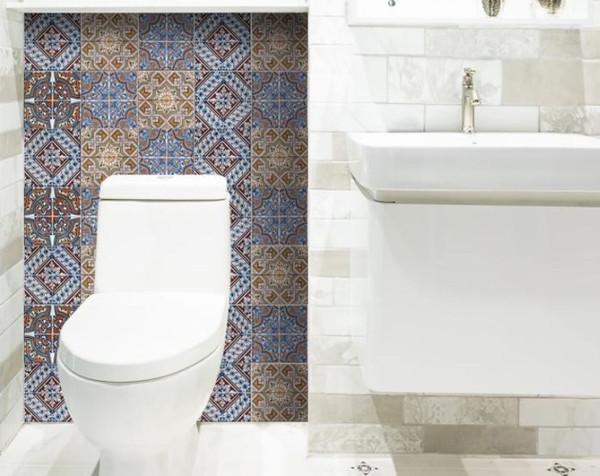 5" X 5" Blue Warm Tones Mosaic Peel and Stick Tiles N270-400256