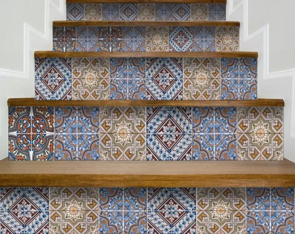 5" X 5" Blue Warm Tones Mosaic Peel and Stick Tiles N270-400256