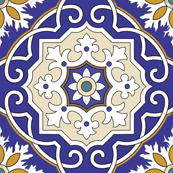 4" X 4" Blue White and Gold Mosaic Removable Tiles N270-399830