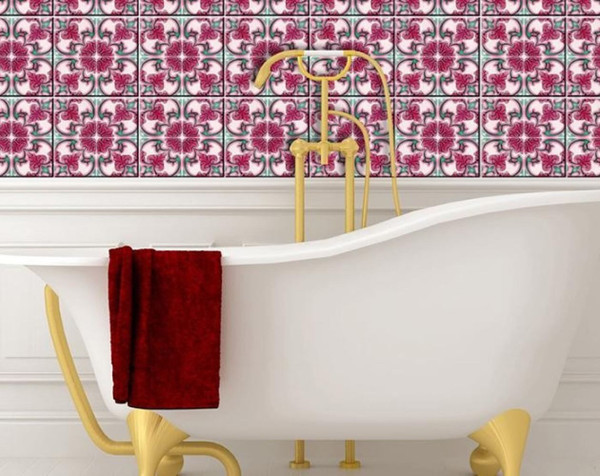 5" X 5" Rosa Pink Lea Removable Peel and Stick Tiles N270-400231