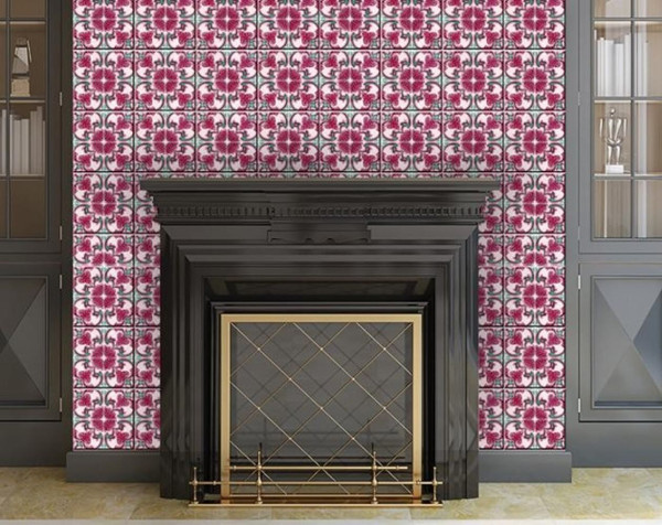 5" X 5" Rosa Pink Lea Removable Peel and Stick Tiles N270-400231