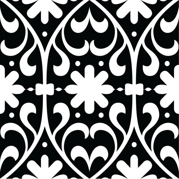 8" X 8" Black and White Floral Peel and Stick Removable Tiles N270-399879
