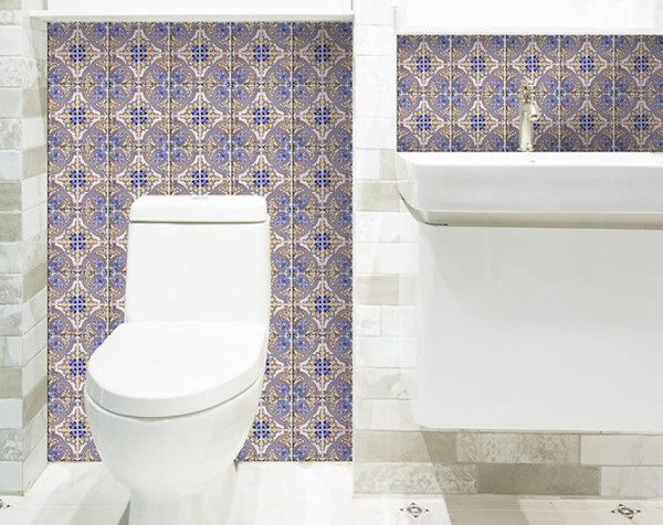 5" X 5" Blue Taupe Nova Removable Peel and Stick Tiles N270-400221