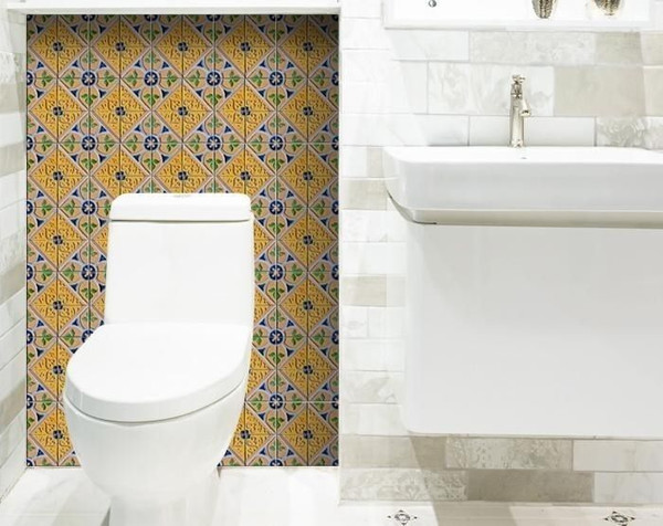 5" X 5" Yellow Blue Provence Peel and Stick Tiles Removable Tiles N270-400077