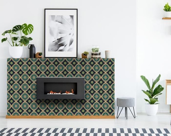 8" X 8" Agean Blue and Green Peel and Stick Tiles N270-400059