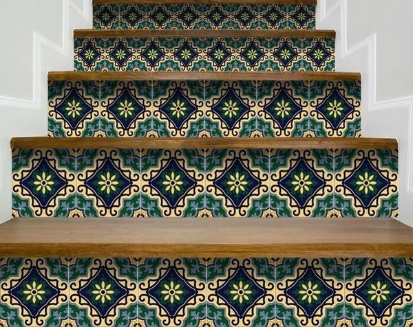 8" X 8" Agean Blue and Green Peel and Stick Tiles N270-400059