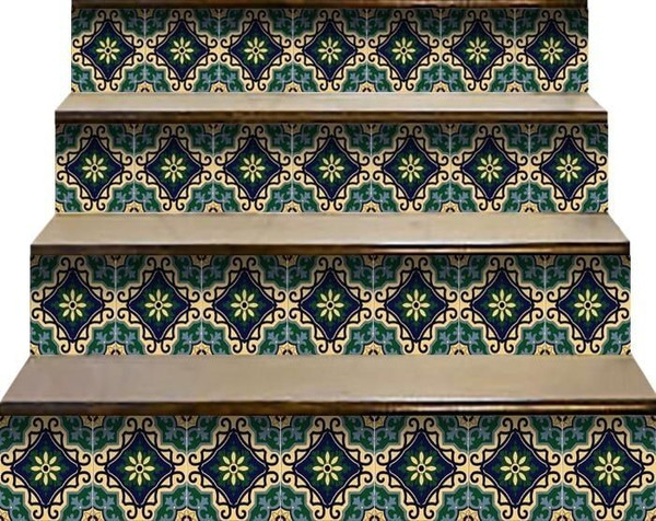 8" X 8" Agean Blue and Green Peel and Stick Tiles N270-400059