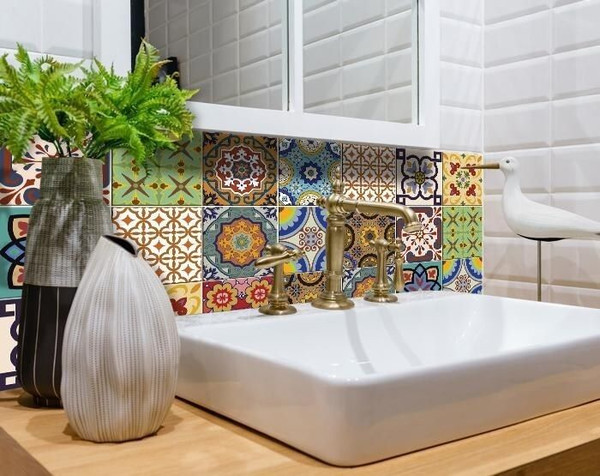 6" X 6" Auguri Geo Peel and Stick Removable  Tiles N270-400027