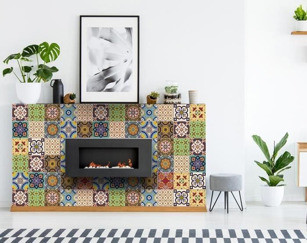 6" X 6" Auguri Geo Peel and Stick Removable  Tiles N270-400027