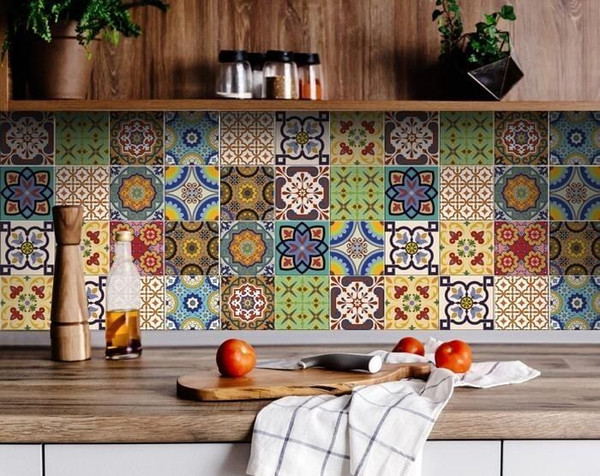 6" X 6" Auguri Geo Peel and Stick Removable  Tiles N270-400027