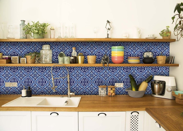 5" X 5" Blue Bali Removable Peel and Stick Tiles N270-400236