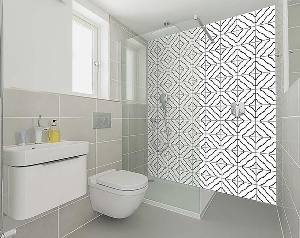 5" X 5" Black and White XL Prism Peel and Stick Removable Tiles N270-399916