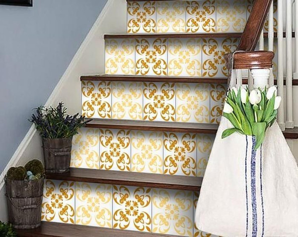 4" X 4" Golden Yellow Retro Peel And Stick Removable Tiles N270-399840