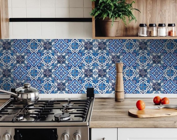 6" X 6" Blue Multi Mosaic Peel and Stick Tiles N270-400212