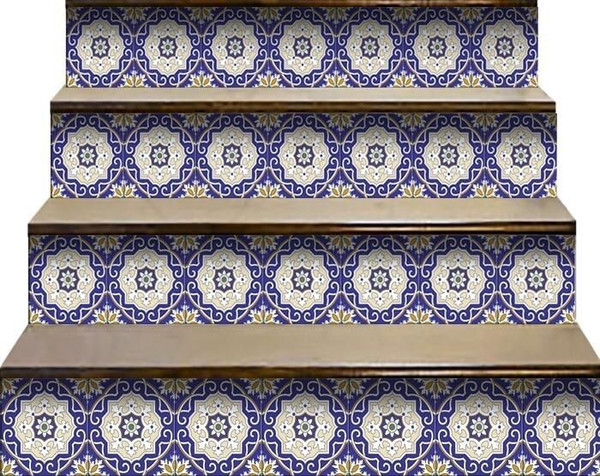 5" X 5" Blue White and Gold Mosaic Removable Tiles N270-399831