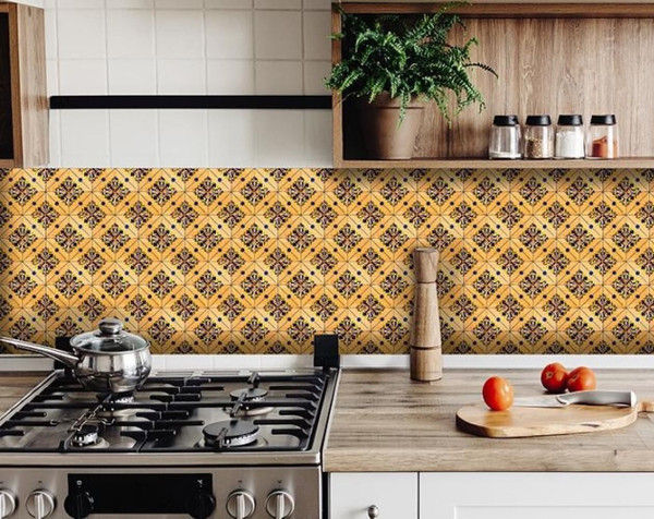 4" X 4" Golden Rio Removable  Peel And Stick Tiles N270-400345