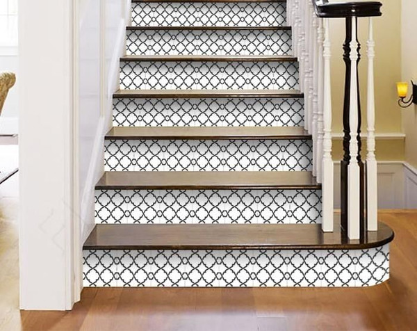 6" X 6" Black and White Prism Peel and Stick Removable Tiles N270-399912