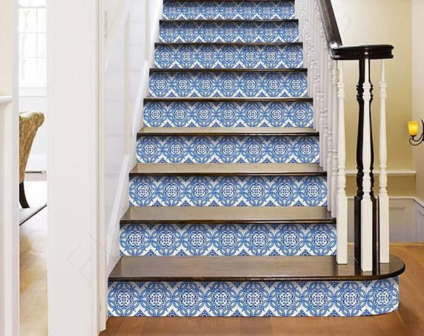 6" X 6" Blue and White Valencia Peel And Stick Tiles N270-400112