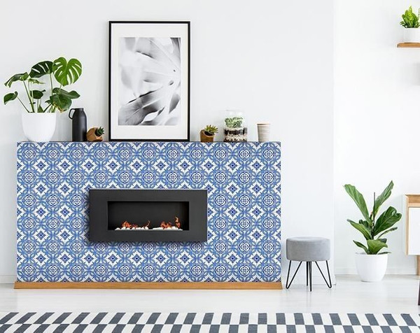 6" X 6" Blue and White Valencia Peel And Stick Tiles N270-400112
