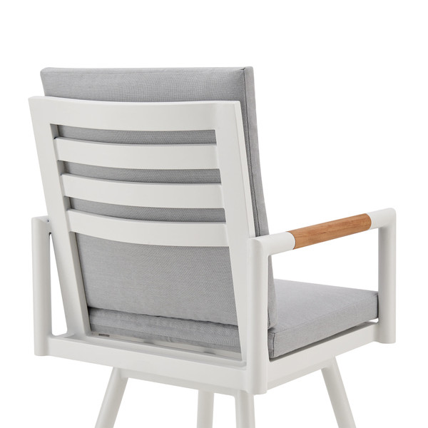 43" Light Gray Metal Swivel Outdoor Counter Height Bar chair with Footrest N270-571179