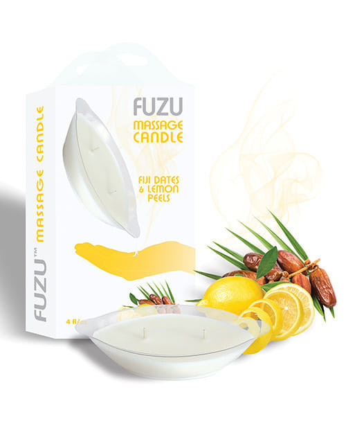 Fuzu Massage Candle - 4 oz Fiji Dates & Lemon Peel X615-DEEVMCDL-FIJI