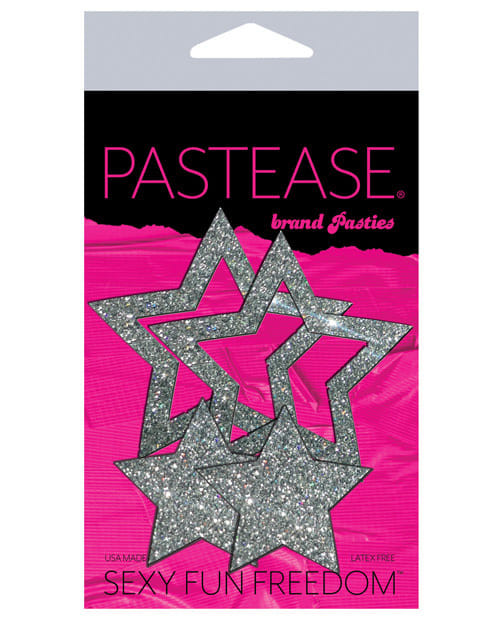 Pastease Premium Glitter Peek a Boob Stars - Silver O/S X615-8370-905