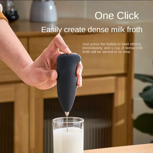 Color: Light Grey - Electric Milk Frother Handheld Mixer Coffee Foamer Egg Beater Cappuccino Stirre F640-12000033477702074