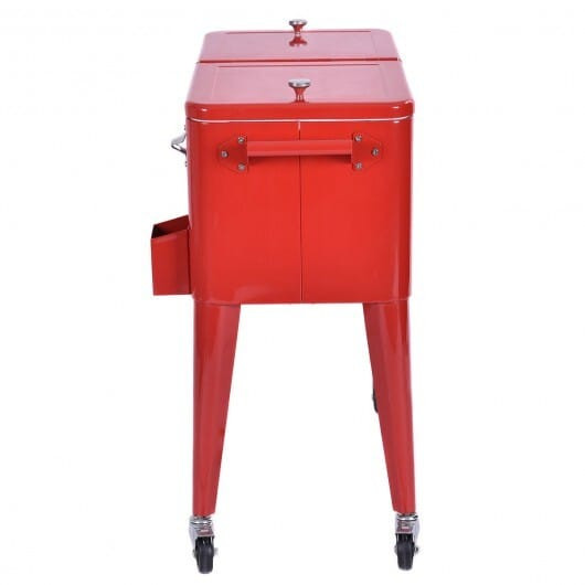Red Portable Outdoor Patio Cooler Cart - Color: Red D681-OP2979