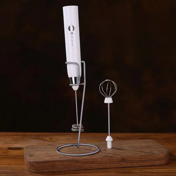 Color: WHITE - 2-in-1 multi-function USB Rechargeable Electric Egg Beater Baking Mixer Milk Frother F640-12000042187807972