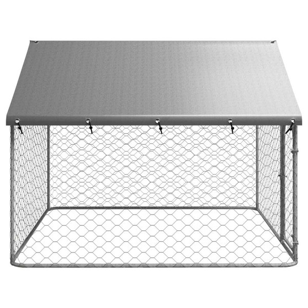Dog Kennel Silver Galvanized steel, polyethylene Large Dog Kennel A949-171498