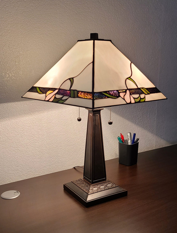 22" Dark Brown Metal Two Light Candlestick Table Lamp With Ivory Shade N270-478115