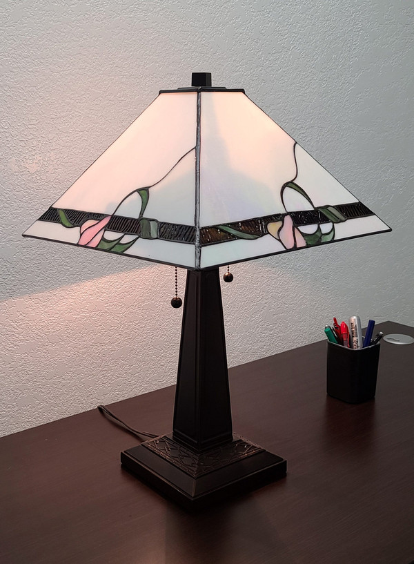 22" Dark Brown Metal Two Light Candlestick Table Lamp With Ivory Shade N270-478115